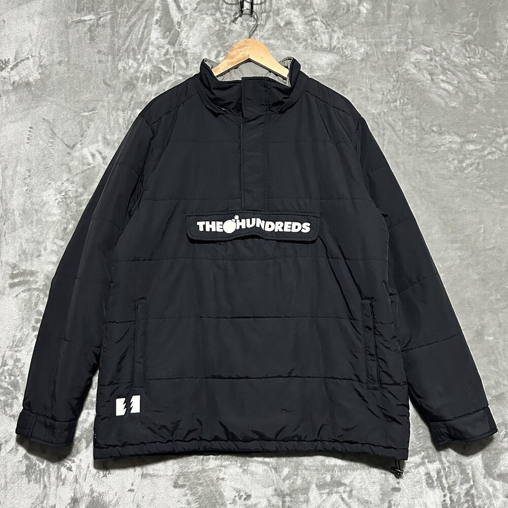 The Hundreds Daily Anorak Puffer Jacket Mens‎ Size L Black Streetwear Pullover